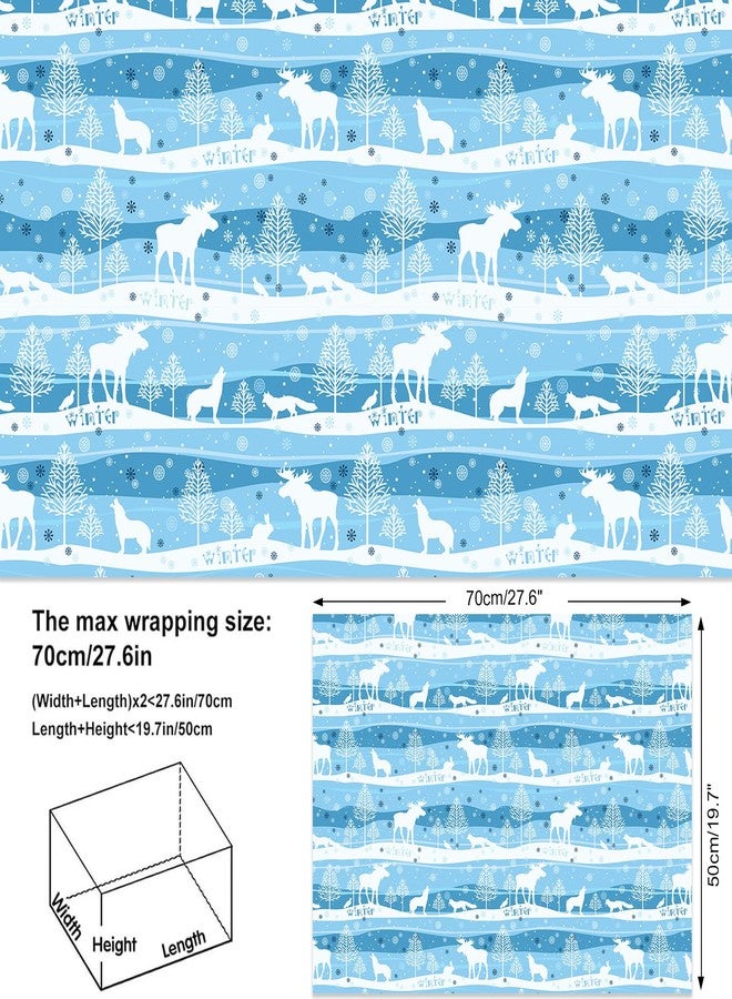 هواف ورق تغليف هدايا عيد الميلاد الشتوي من HOWAF، 12 ورقة، أزرق وأبيض، مزين بنقوش ندفات الثلج وشجرة عيد الميلاد، مثالي لتزيين الحفلات والأعمال اليدوية ومستلزمات عطلة عيد الميلاد، مقاس 19 × 27 بوصة. - Image 3